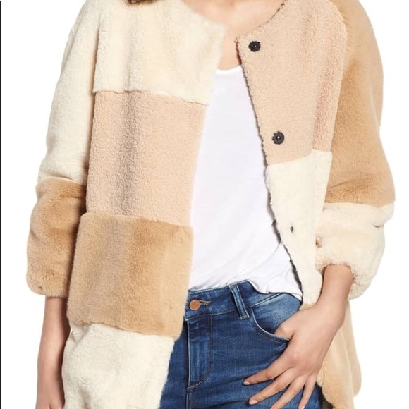 NWT BCBGeneration Faux Fur Cozy Patchwork Jacket - Picture 3 of 7